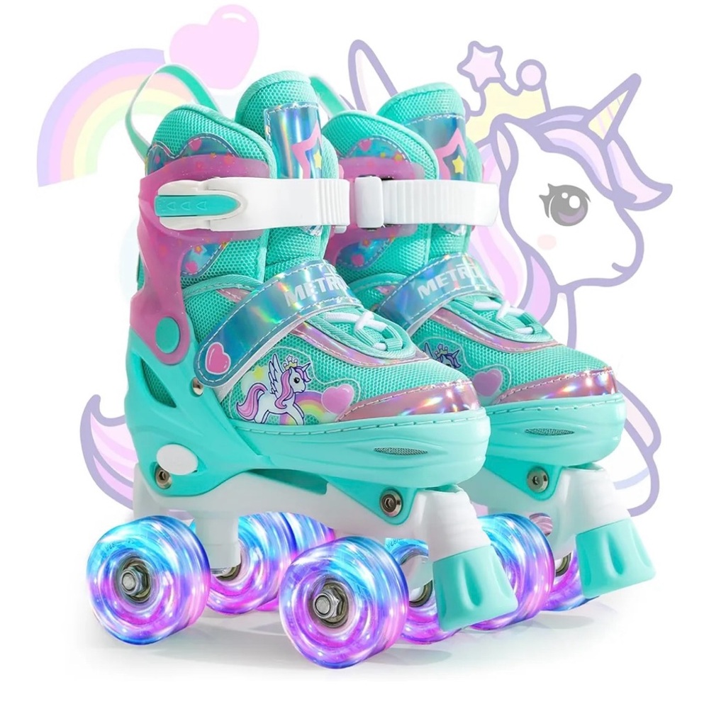 Unicorn Roller Skates for Kids - Teal and Pink